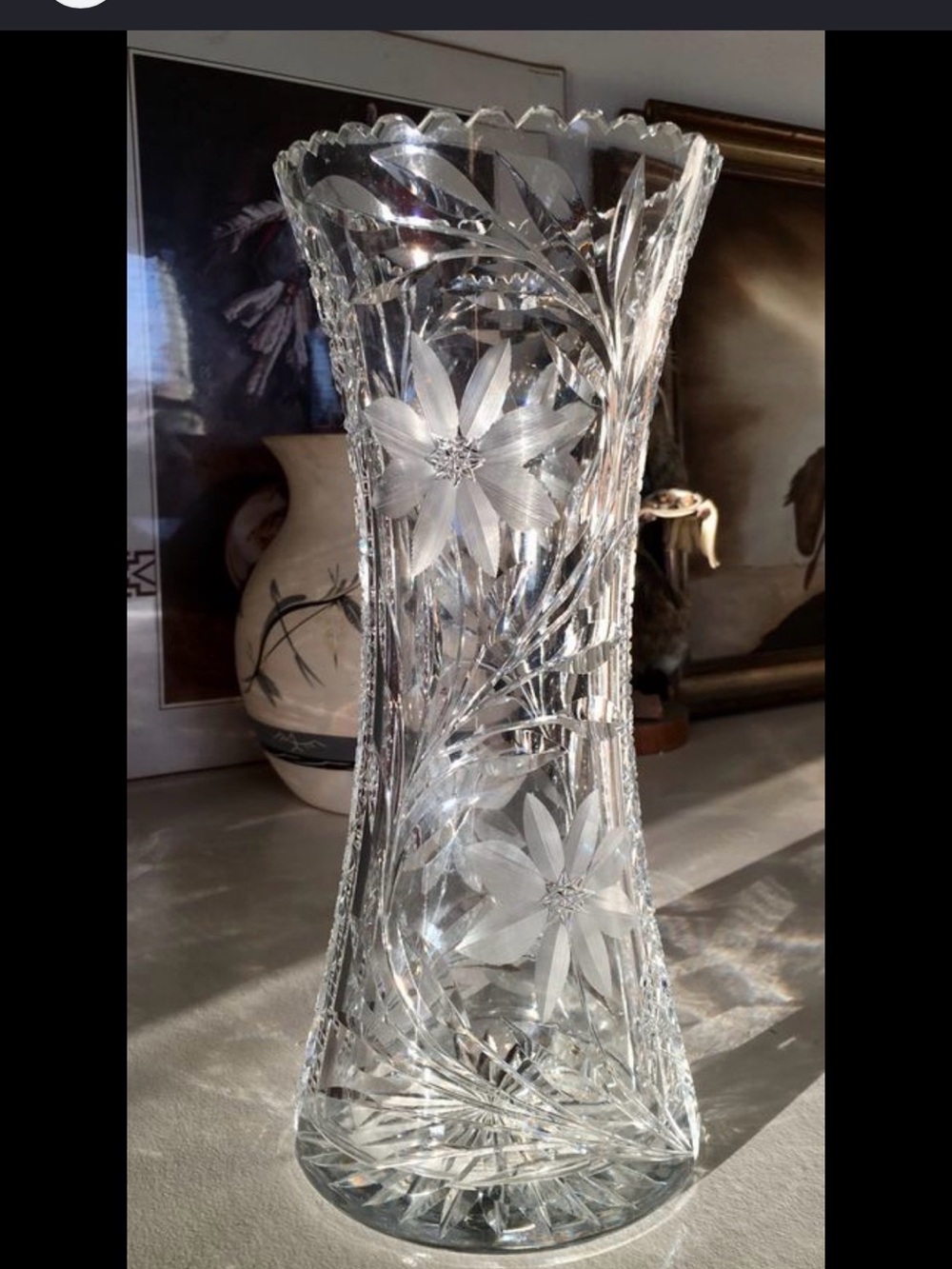 LED  Crystal Floral Etched  VTG DAISY MOTIF